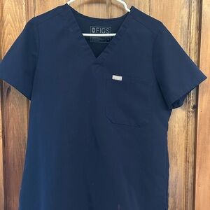 Figs V-Neck Top in Navy Blue